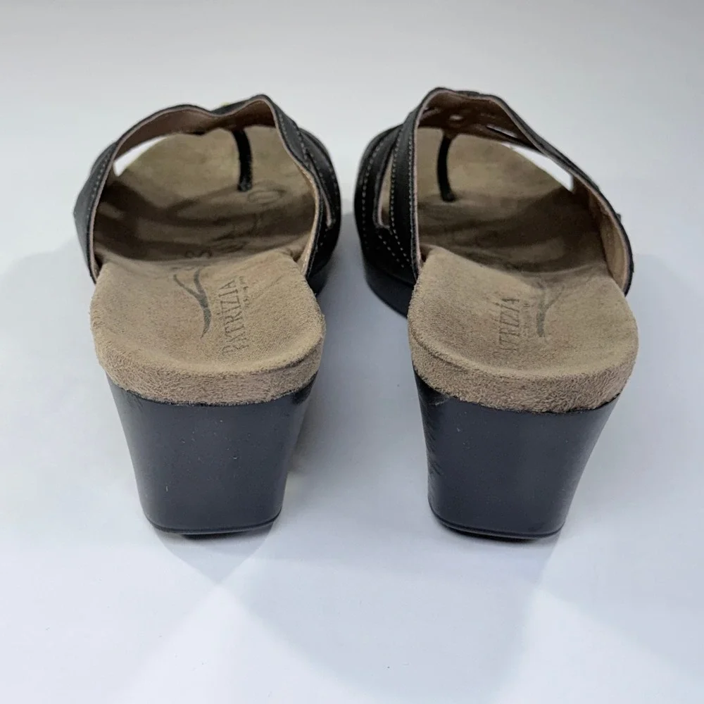 Patrizia by Spring Step Sandal Womens 41/9.5-10 Black Wedge Slide Button Comfort